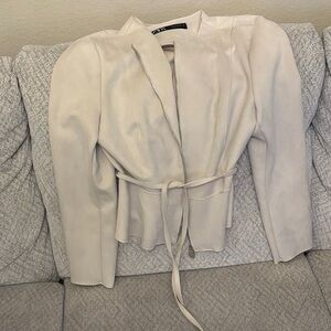 Zara Cream Women's Blazer with Belt